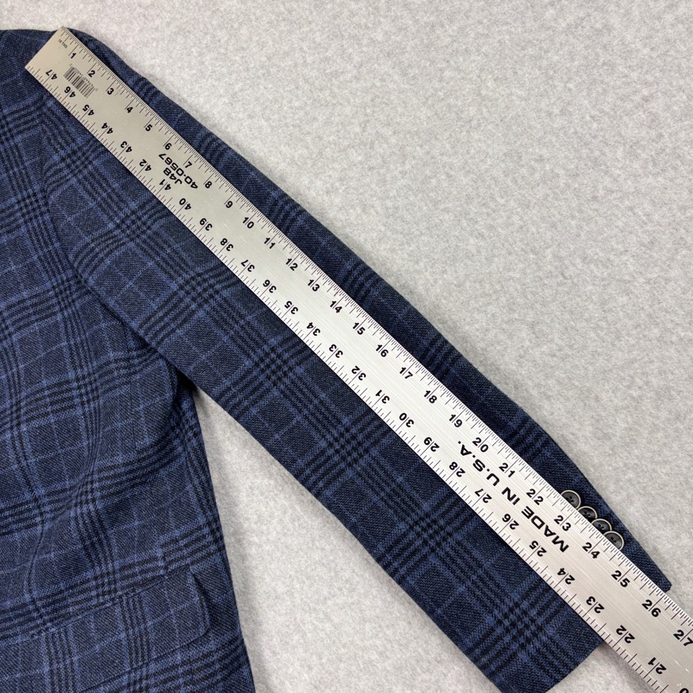 Joseph Abboud Blazer Mens 44L Plaid Blue Wool Cashmere Sport Coat Campore - Picture 6 of 12